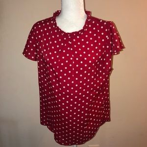 Unknown | Vintage-style Polka Dot Ruffled Blouse